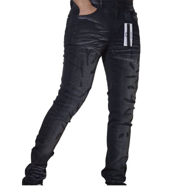 Men's Stretch Skinny Denim DS-102 Black WASHED