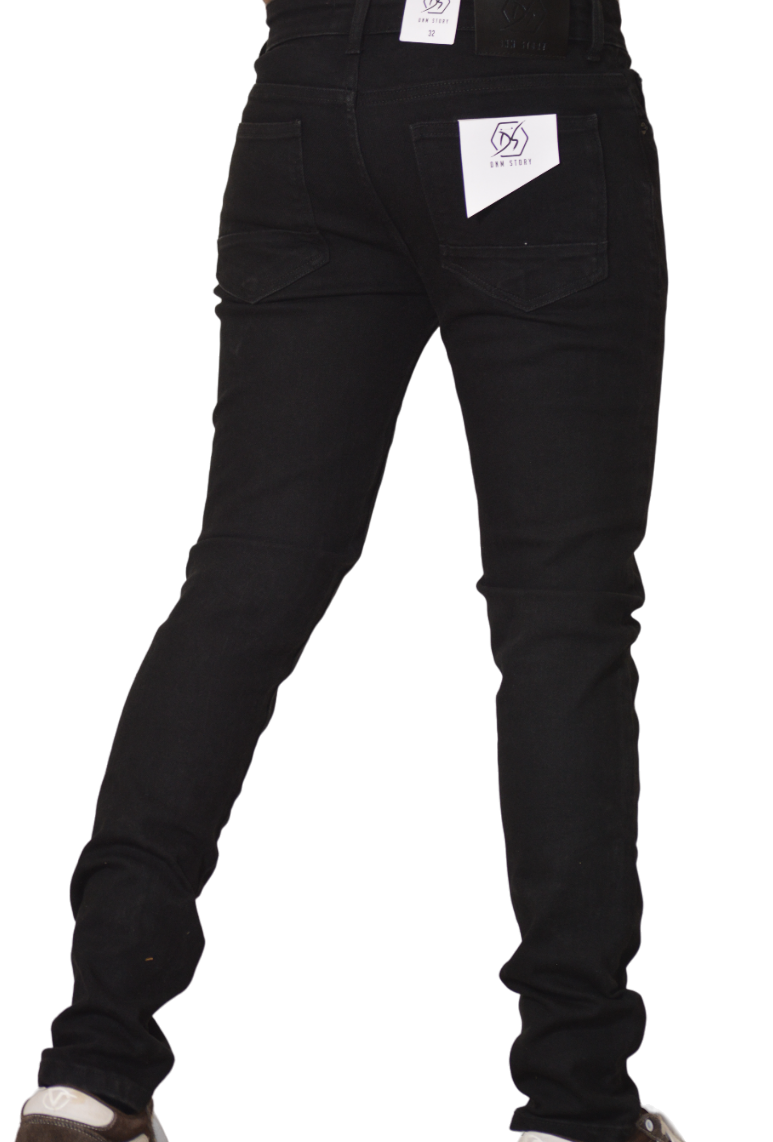 Men's Stretch SKINNY Denim DS-110 BLACK RIPPED