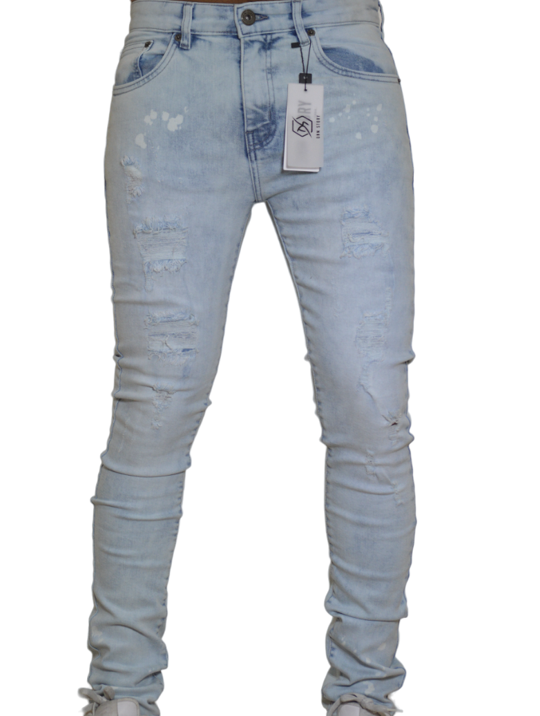 Men's Stretch SKINNY Denim DS-108 ICE RIPPED