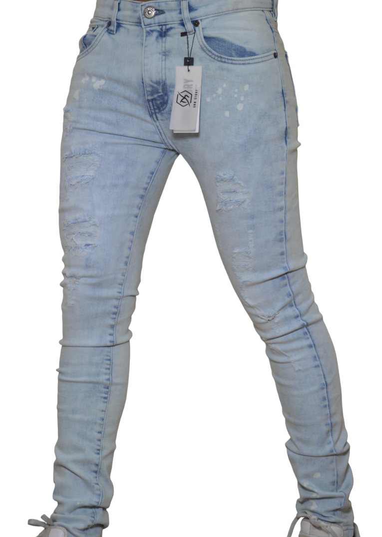 Men's Stretch SKINNY Denim DS-108 ICE RIPPED